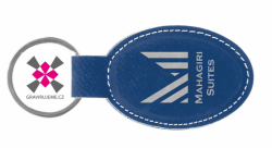 p��v�sek na kl��e, PU k��e modr�-st��brn�, 75x45mm 10ks 30