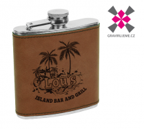 kapesn� lahev nerez, PU k��e tmav� hn�d�, 177ml 5ks 6