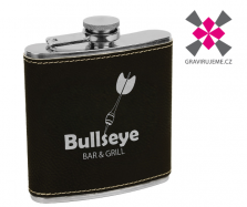 kapesn� lahev nerez, PU k��e �erno-st��brn�, 177ml 5ks 10