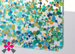 akrylov� sklo TroGlitter modr�, zlat� te�ky, 1020x600x3mm 